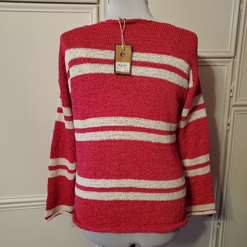 GH Bass & Co. Fuschia & White Striped Sweater - Picture 3 of 5